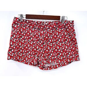 L.O.G.G. H&M Womens Red White Floral Chino Shorts Size 10 Cotton Stretch
